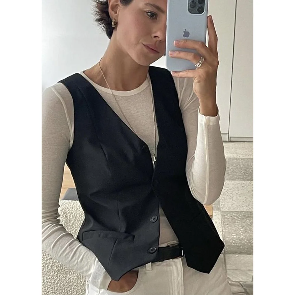 

Ladies Suit Vest Summer Women's Sleeveless Vest 2024 Hooded Vests for Elegant Women New in External Clothes Tops and Vests Coat