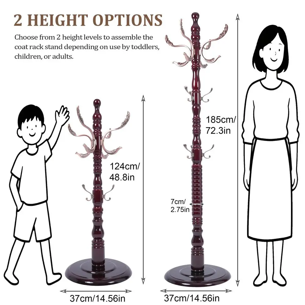 

Coat Rack Free Standing 20 Metal Hooks, Vintage Coat Rack Stand for Entryway, Adjustable Height 73, Heavy Duty Coat Tree with S