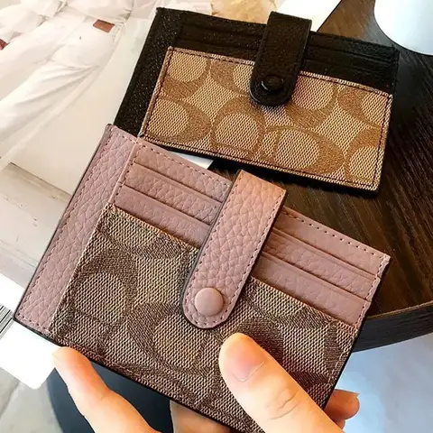 2026 New Monogram Ultra-thin Ins Style Card Holder Fashion Mini Short Envelope For Women Appliques ID Wallet Credit Card Purse