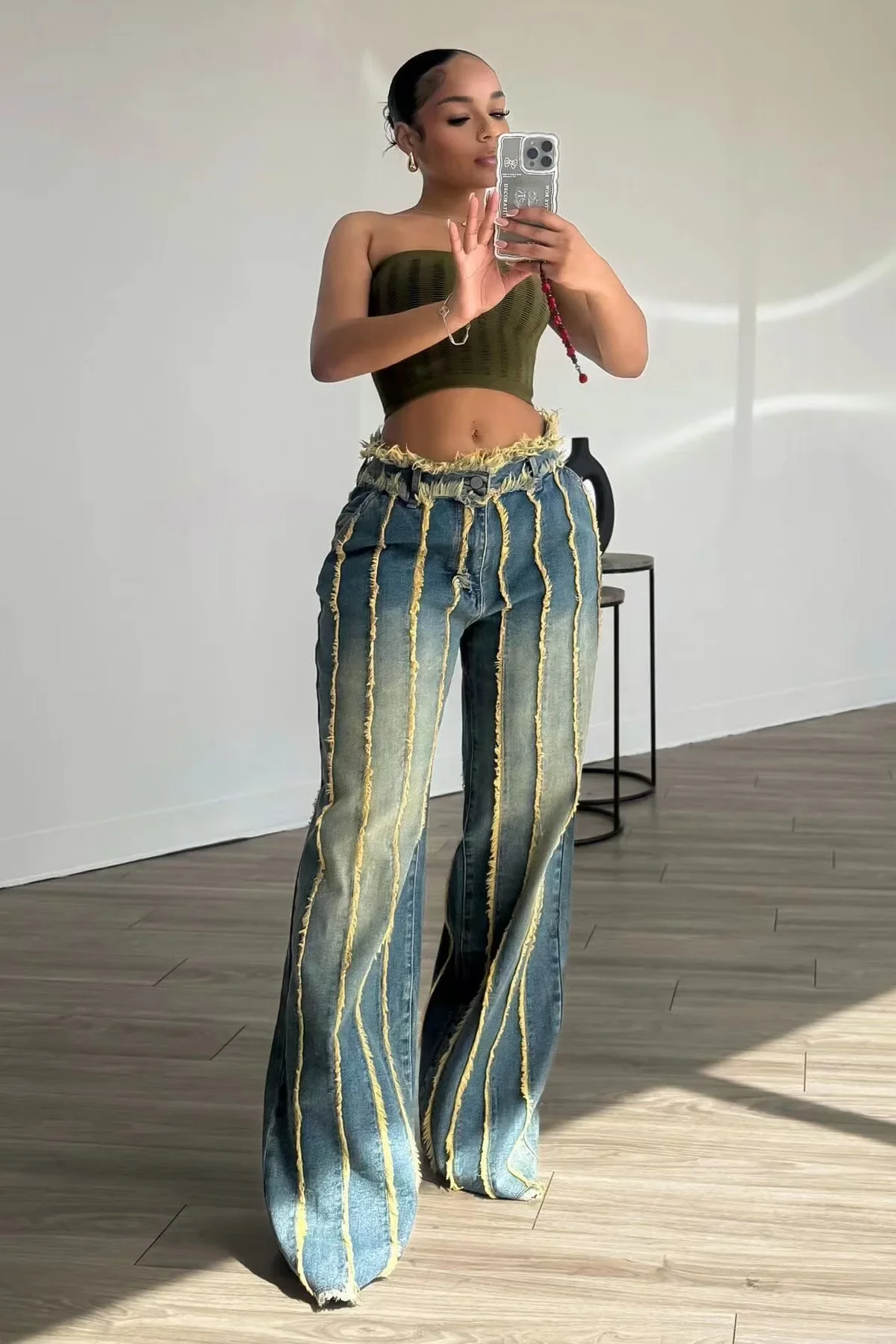 

Wide Leg Jeans Pants Sexy Women High Waist Elegant Streetwear Denim Straight Trousers