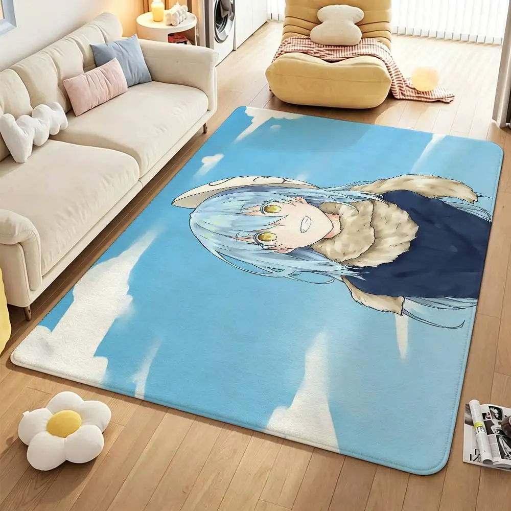 Anime T-Tensura R-Rimuru Tempest Slime Indoor Short Plush Door Mat Anti-Slip Backing Soft Foot Mat for Entryway Bedroom