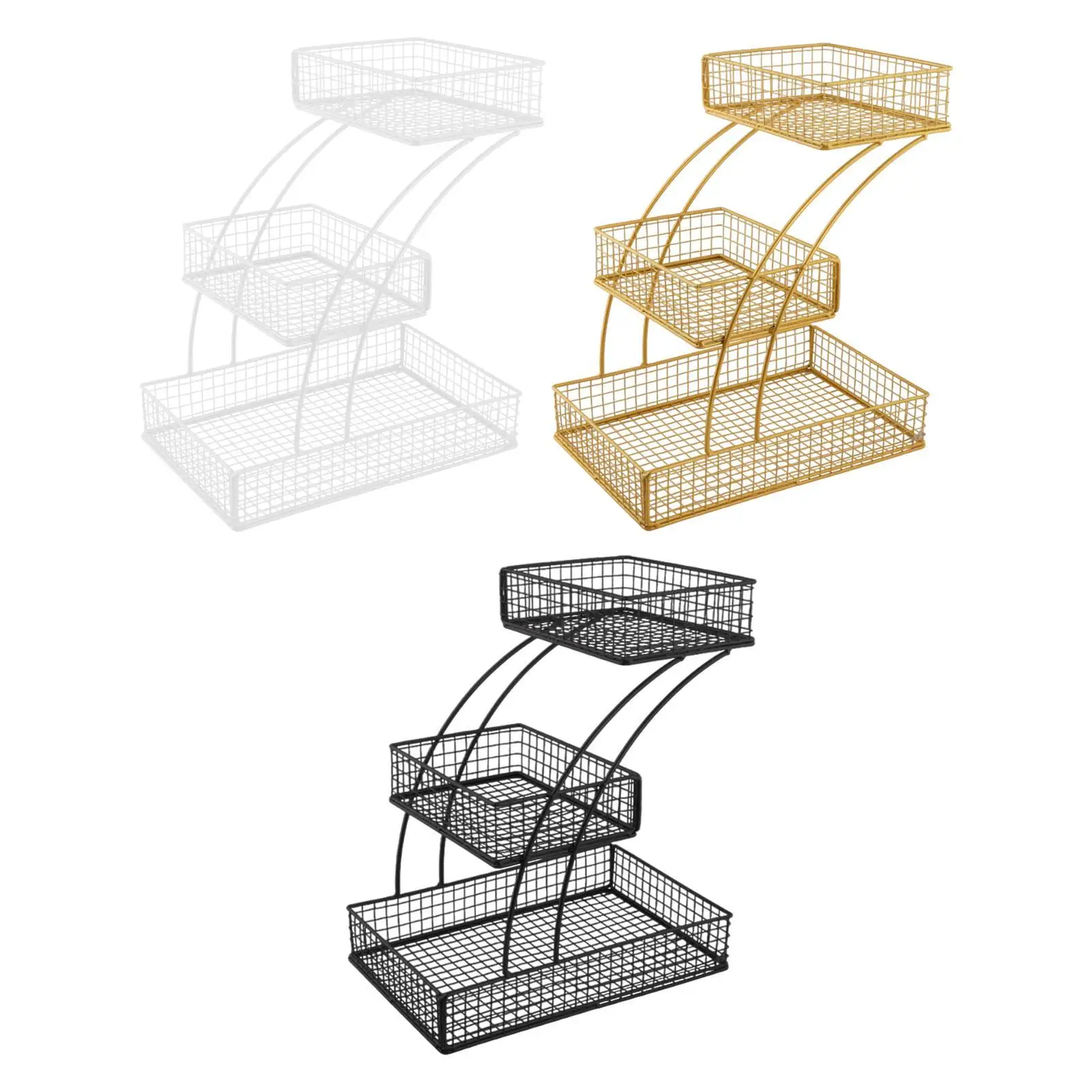 3 Tier Countertop Fruit Basket Fruits Stand Storage Stand Fruit Holder Metal Wire Basket for Onions Produce Bread Veggie Snack