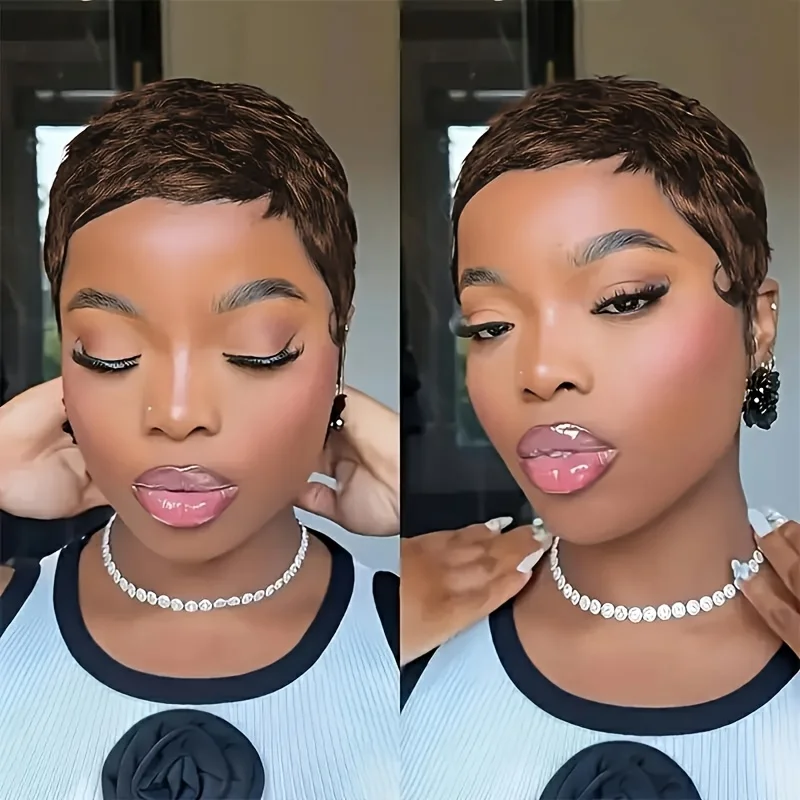 

Human Hair Wigs 99J Pixie Cut Short Wig for Women 100% Human Hair Full Machine made Wig