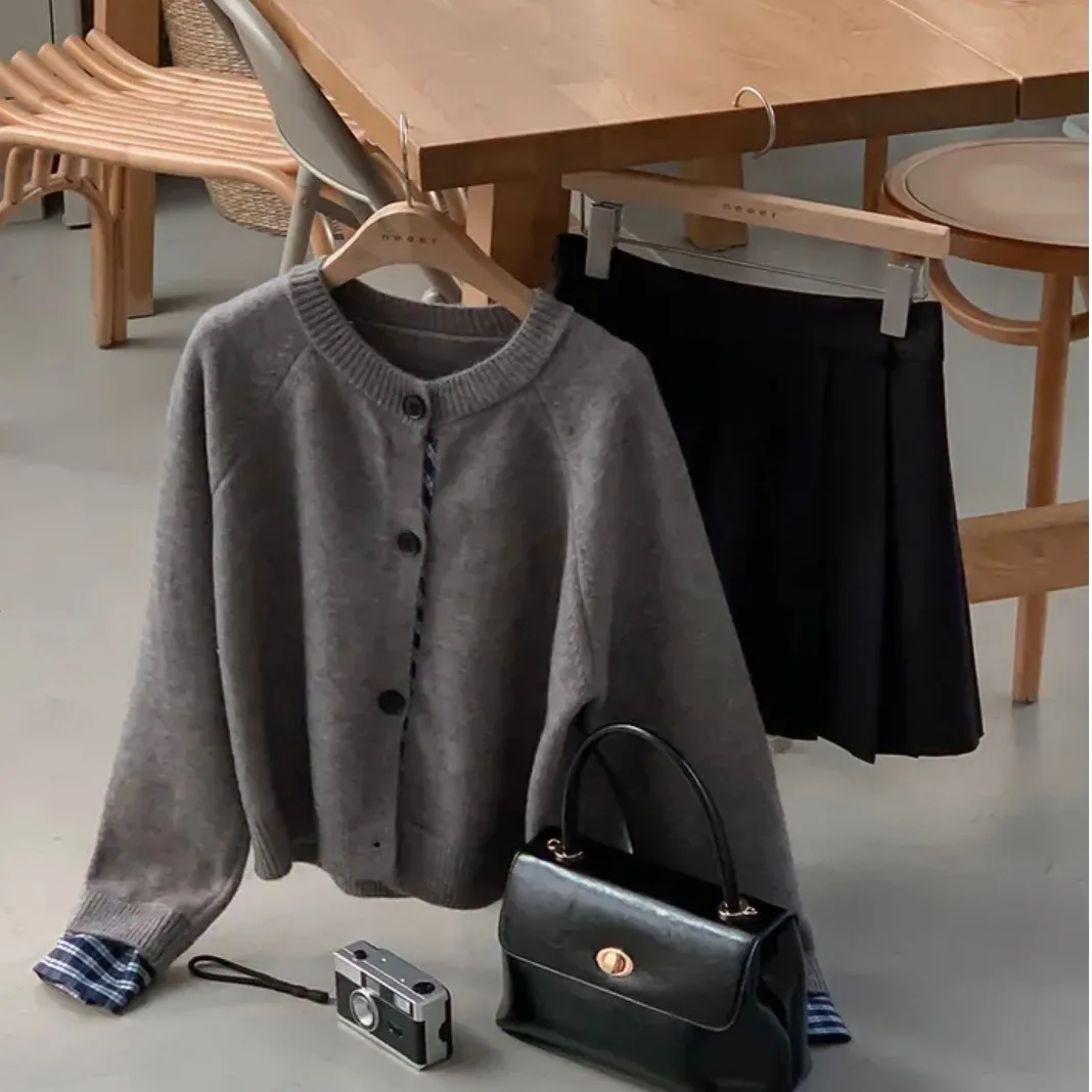 المرأة الصوفية محبوك سترة عادية شيك تصميم الخريف الشتاء طويلة Sve الكفة الربط وهمية قطعتين تنوعا #5