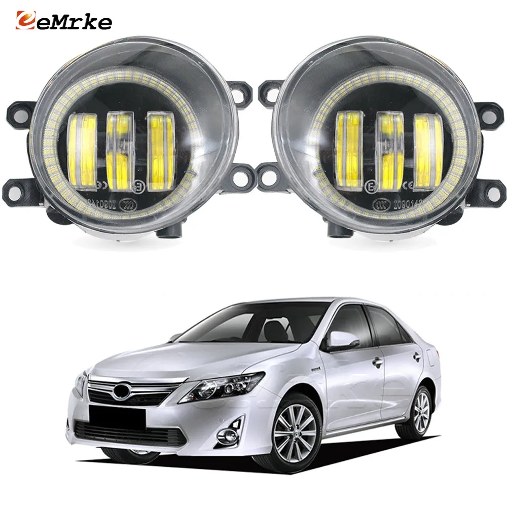 LED Fog Lights for Toyota Camry Hybird From Japan Market 2012-2017 Car PTF with Lens Angel Eyes DRL Fog Driving Lamp Headlights