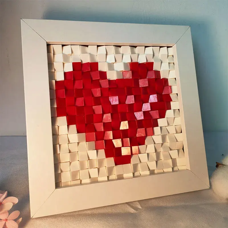 Building Blocks Love Mother's Day Birthday Couple Handmade DIY Gift Heart shaped 3D Puzzle Picture Frame Confession Proposal