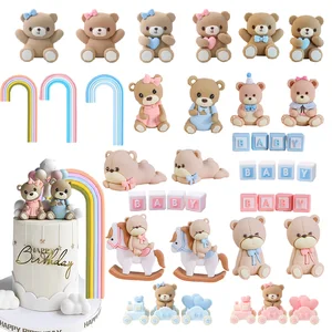 Puncak Kue Beruang 3D Merah Muda & Biru dengan Huruf Pelangi Besar untuk Dekorasi Beruang Baby Shower Perlengkapan Pesta Ulang Tahun Anak Laki-laki Perempuan 12 kue pengantin dengan penjualan terbaik - №
