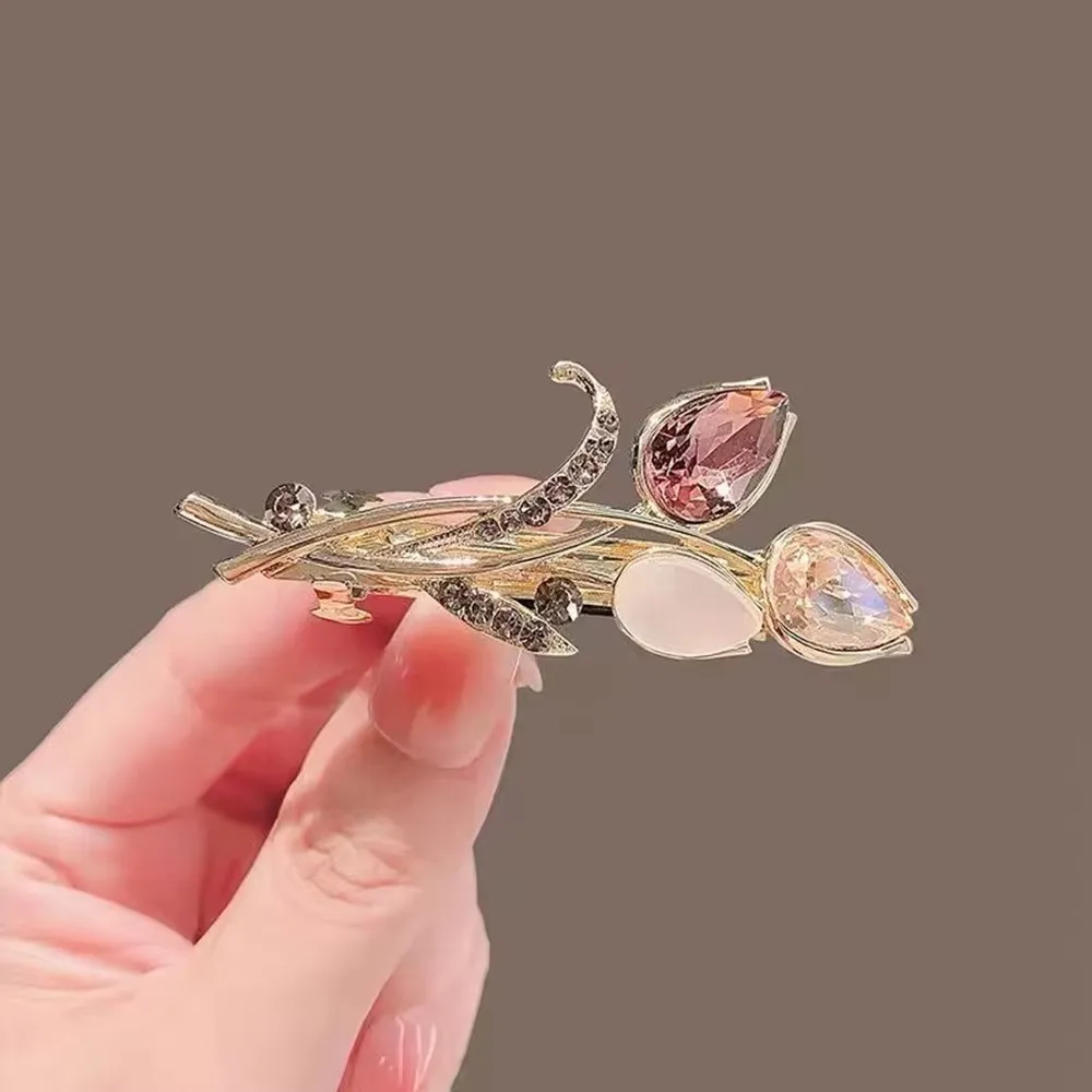 جديد رائع حجر الراين توليب المشابك الانفجارات دبابيس الشعر الفاخرة النساء الفتيات موضة الإبداع إكسسوارات الشعر #1