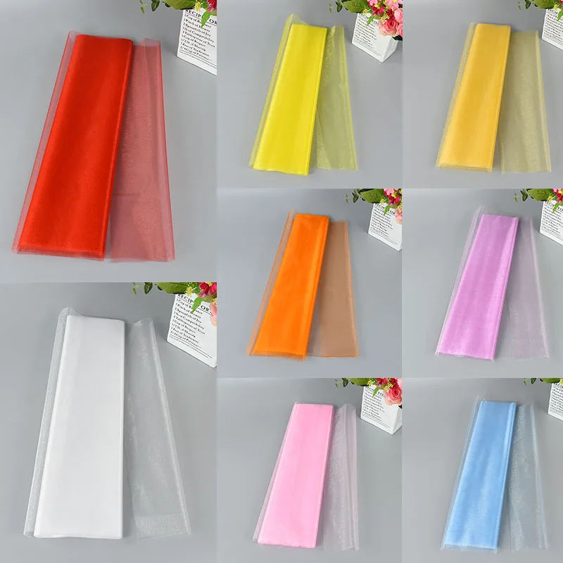 10M Organza Stoff Kristall glänzende Tüllrolle für Hochzeitsdekoration Romantische Organza Hochzeit Party DIY Stoffzubehör – Detail 1