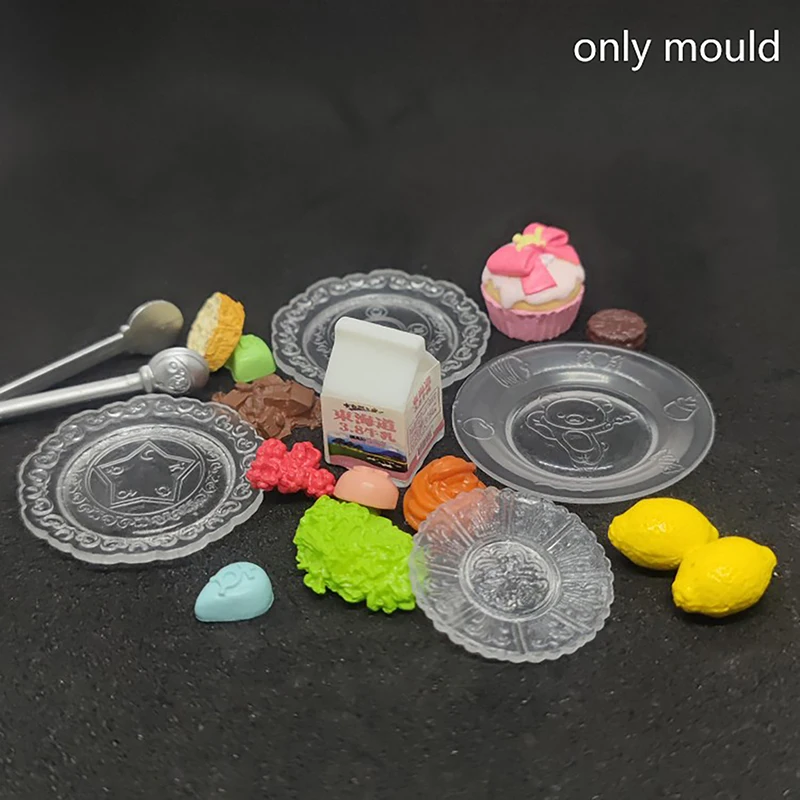 Dollhouse Miniature Dishes Silicone Mold Dolls House Tableware Model Dollhouse Kitchen Accessory Pretend Play House Kitchen Toys