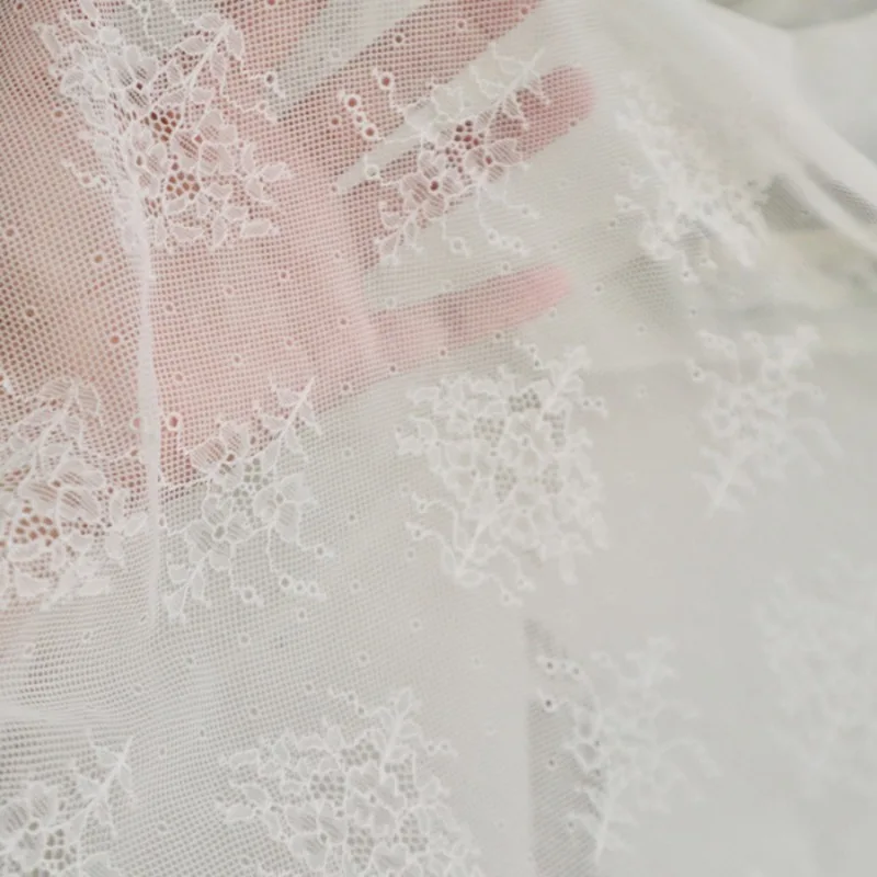 Stretch Hollow Floral Pattern Lace Fabric DIY Handmade Clothing Lining Soft Comfortable Sheer Home Clothing Fashion Fabric