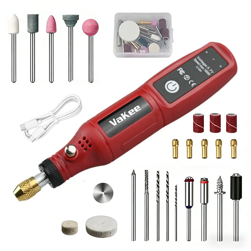 Vakee Elektrisches Rotationswerkzeug-Set, dreistufig einstellbar, für Heimwerkerarbeiten, Schleifen, Schneiden, Schmuckgravur und Polieren. – Detail 10