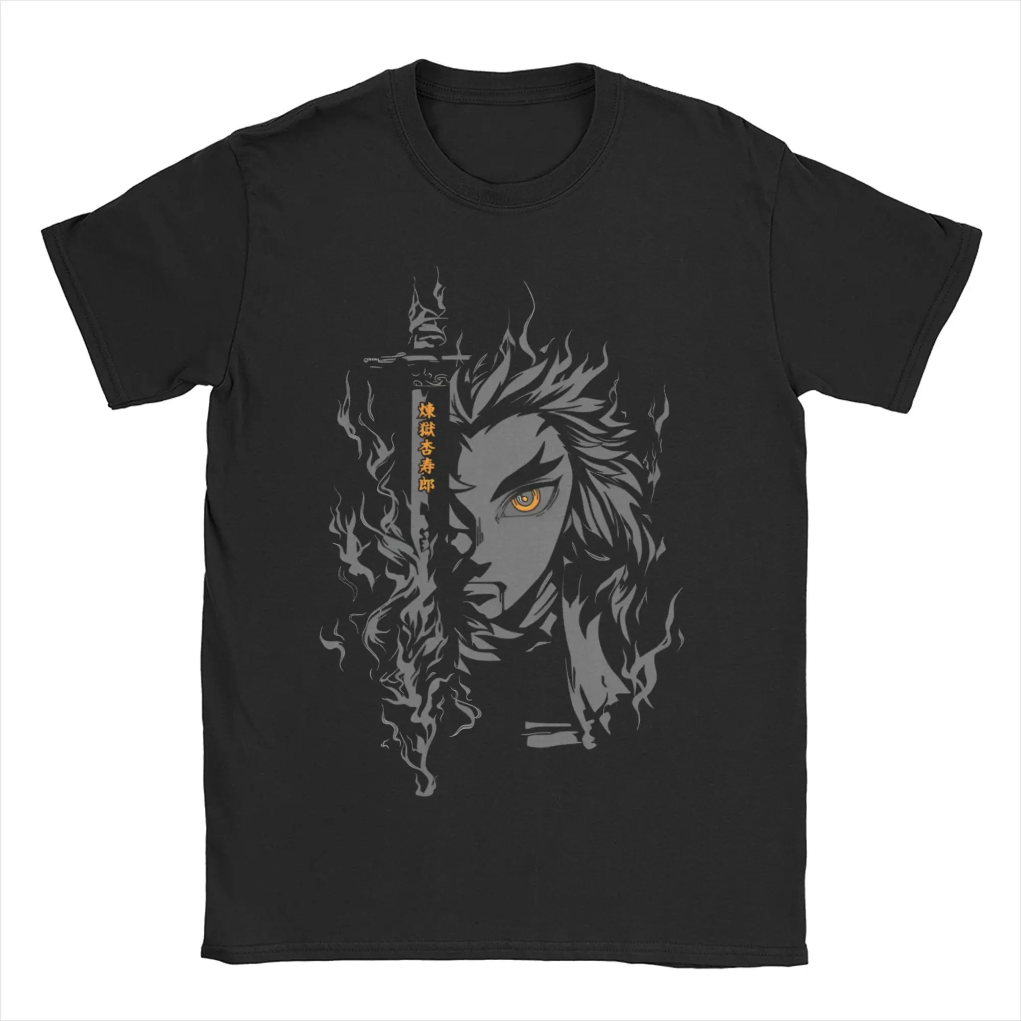 Funny Kyojuro Rengoku Tshirt For Men Women Round Neck Short Sleeve Top Tee Anime Demon Slayer Cotton Summer Top Tee