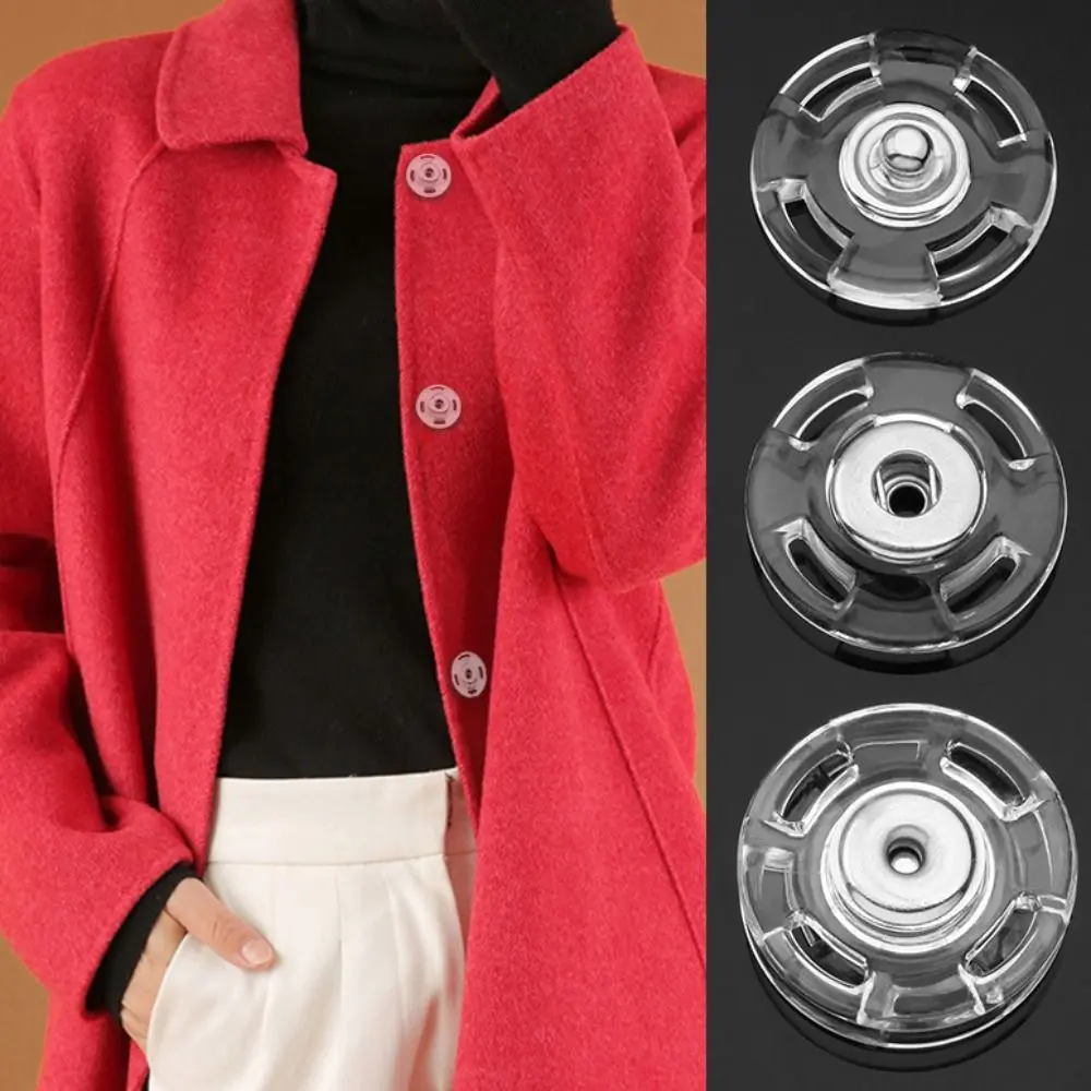

10 pcs Plastic Invisible Snap Button Round Fastener Transparent Snap Button Clasp Transparent Cardigan Overcoat
