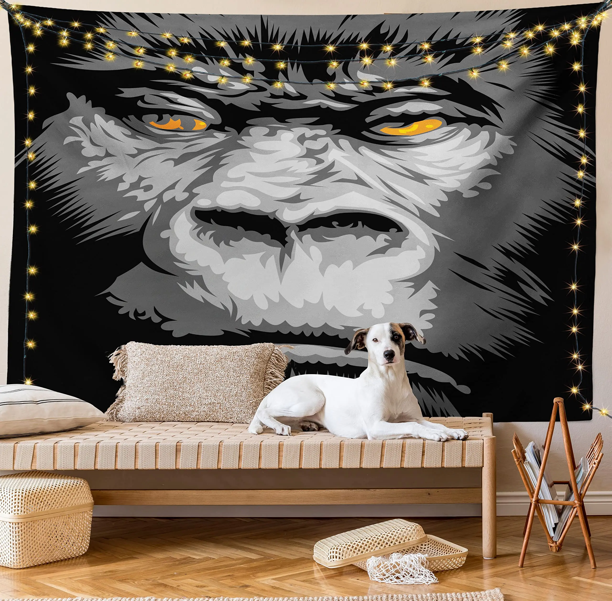 Funny Animals Tapestry Hippie Cool Gorilla Smoking Cigar Tapestry Wall Hanging Bedroom Wild Animal Orangutan Tapestry Home Decor