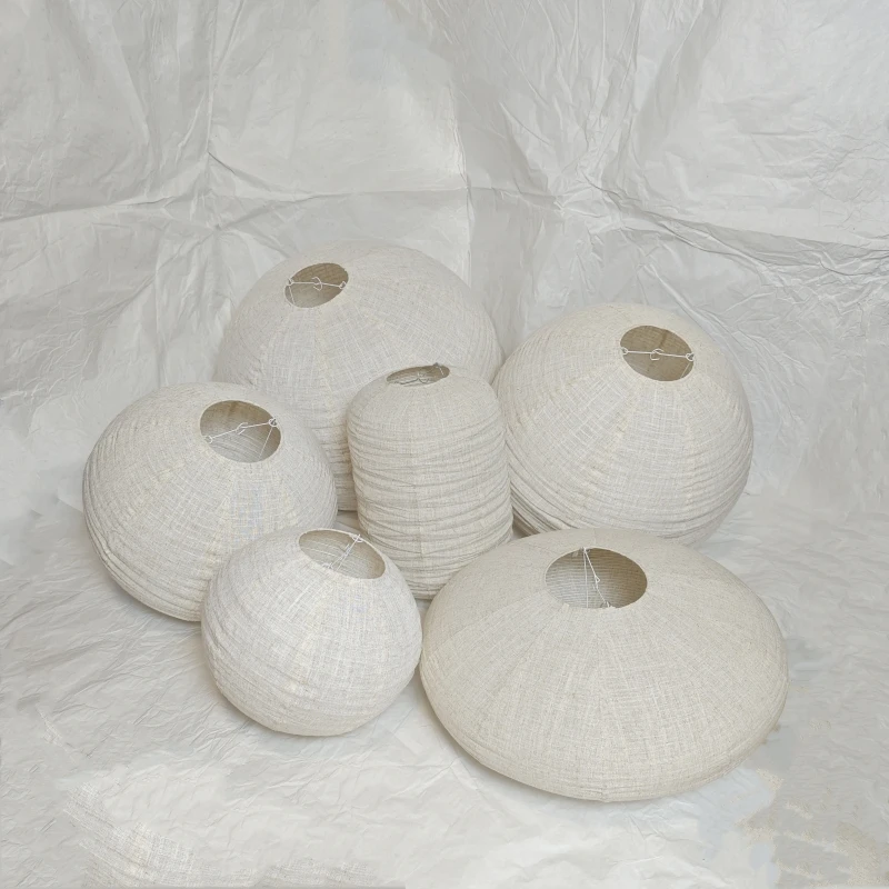 Wabi Sabi Retro Globe Pendant Lamp - Hemp & Linen Shade ﻿ (Hotel/Café Decor Lighting for Living & Dining Spaces)