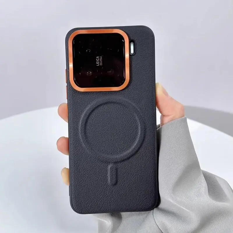 

Автомобиль Магнитное Привлечение Черный Кожаный Телефонный Корпус для Xiaomi 15 Ultra 13/14 Ultra 15 Pro Защита Металлической Камеры Обычная Жесткая Крышка