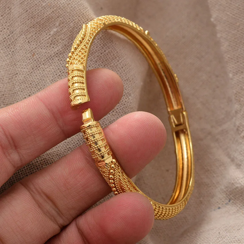 

Bangles Dubai Gold Color Bracelets for Women Men /Teenager Middle East/Dubai/Ethiopian/African Wedding Bangles Jewelry Gift