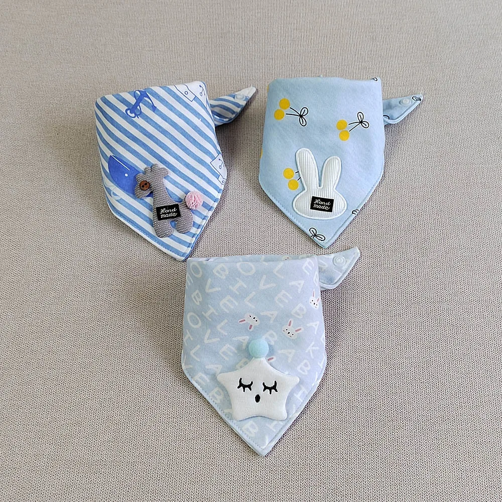 3 Pieces Baby Bibs Triangle Soft Cotton Bandana Bibs For Baby Boy Girl Saliva Towel Infant Feeding Burp Cloth Newborn Drool Bib