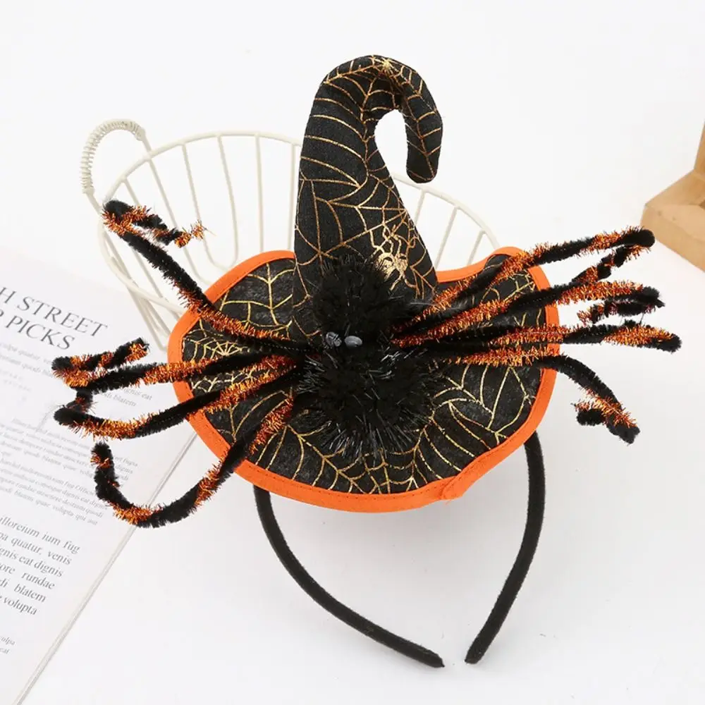 Spider Halloween Witch Hat Headband Cartoon Sequin Halloween Party Hair Band Party Decor Hat Cone Hat Hair Hoop