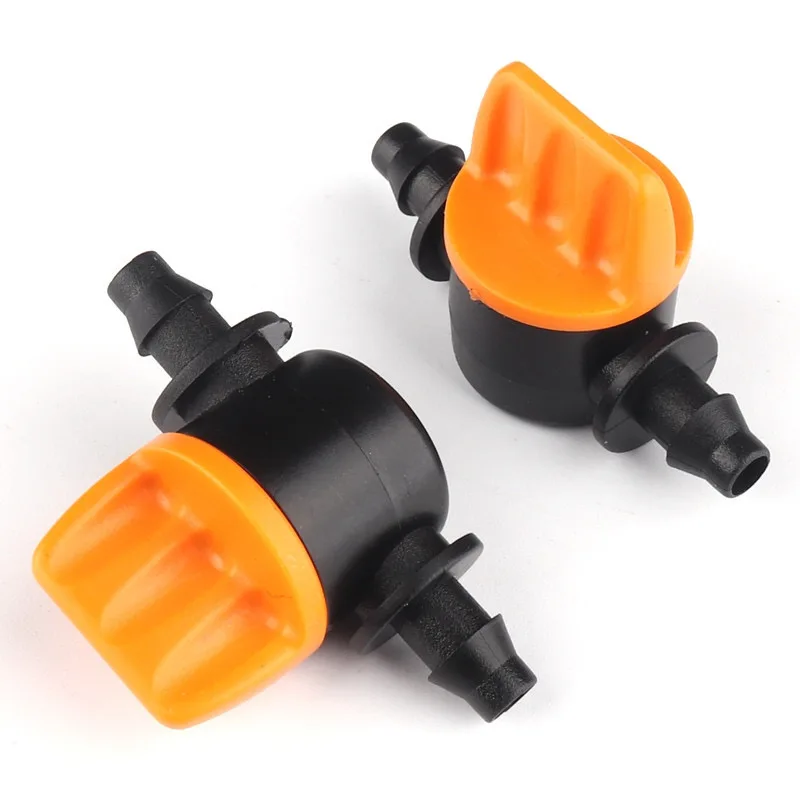 20Pcs 1/4'' Barbed Mini Valve Garden Tap Barb Connectors For 4/7mm Hose Irrigation Barbed Water Flow Control Valve ID 4mm Hose