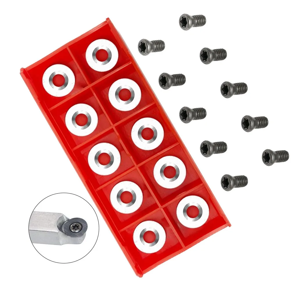 Innovative Round Carbide Inserts (R12 x 2 5mm) Set of Ten With Fasteners For Enhanced Efficiency in Your Wood Turning Projects