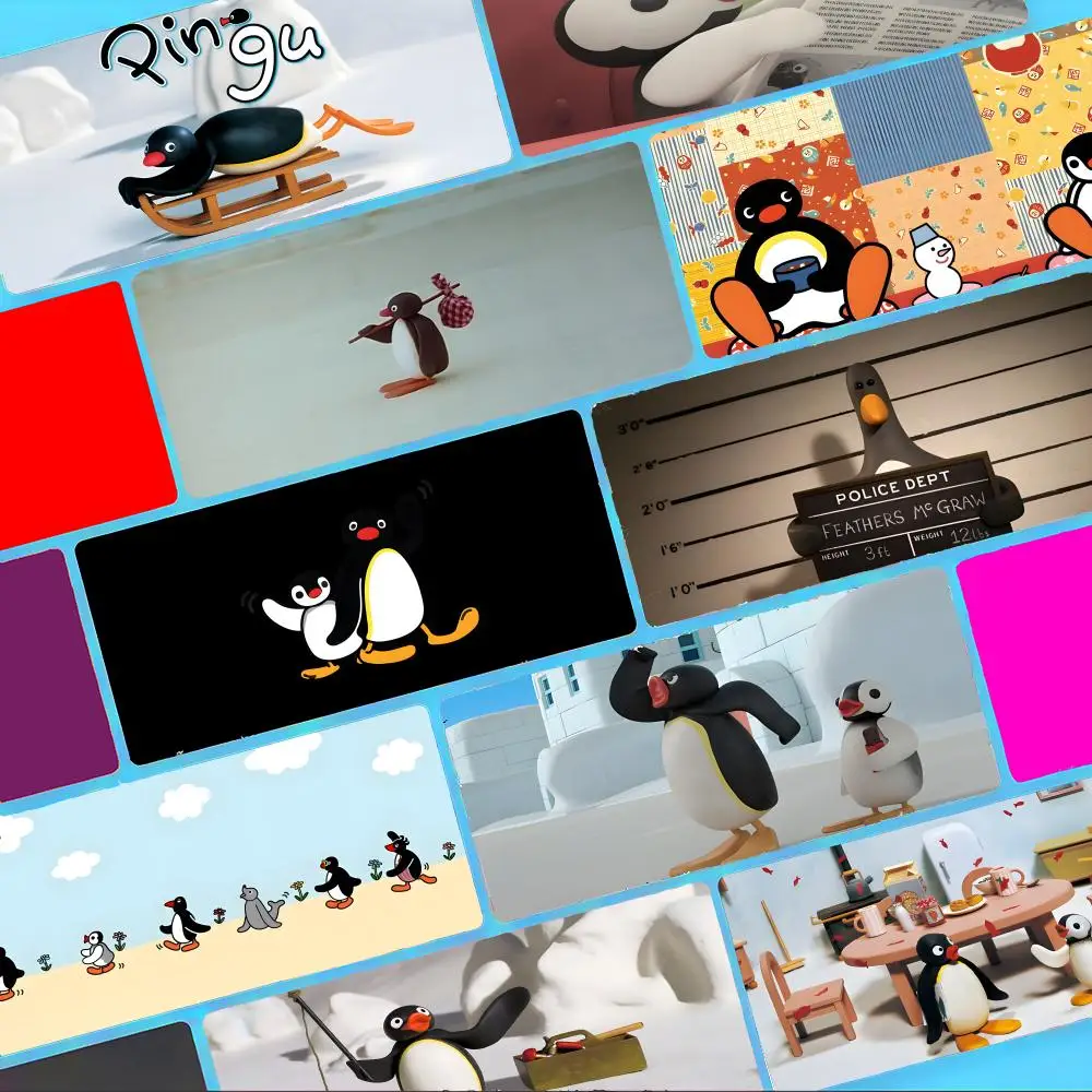 Warm Cute StopMotion Swiss Cartoons Pingus Mouse Pad Non-Slip Large Desk Mat Thick Stitched Edge Gaming Mousepad