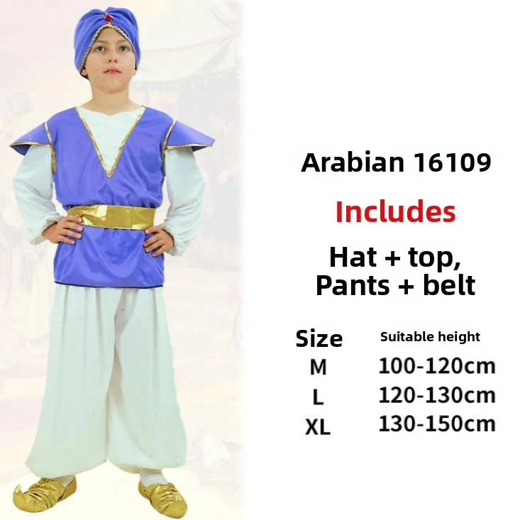 loween Cosplay Principe Role-plang Costume Per Bambini Ragazzi Aladdin Performance Vestiti Puntelli di Scena Abbigliamento Tradizionale da Uomo