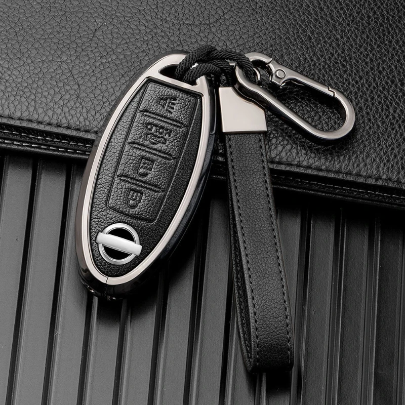 

Leather Car Key Case Cover Fob Holder for Nissan Rogue XTrail T32 T31 Qashqai J11 J10 Kicks Tiida Pathfinder Murano Juke Versa