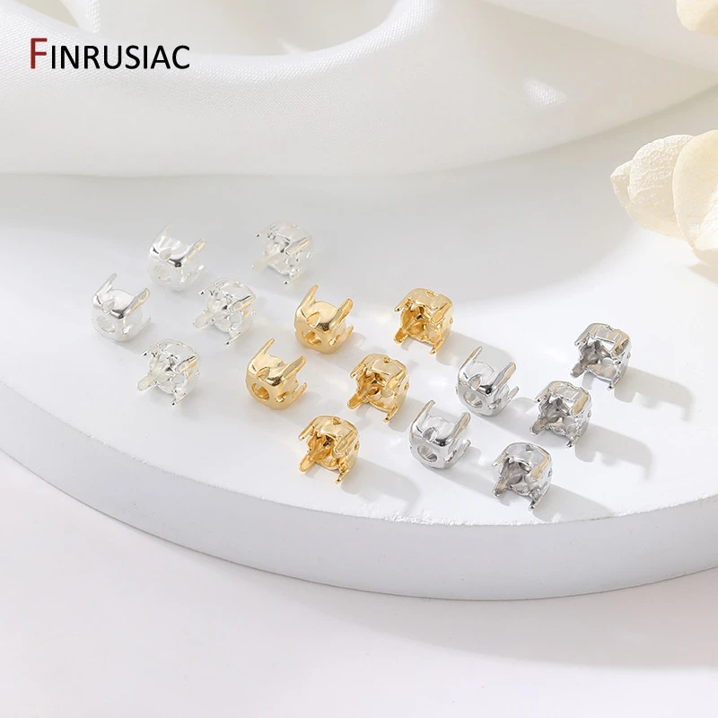 

14K Gold Plated Brass Square Rhinestones Claw Settings,Sew on Rhinestones Firmly Base Set DIY Stones Holder,Supplies For Jewelry