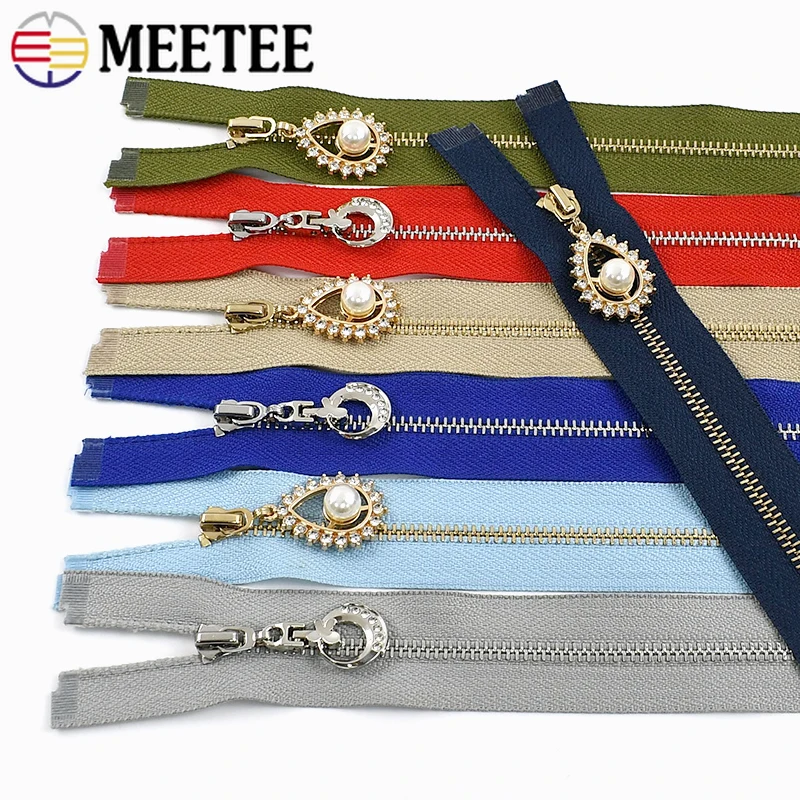 

3/5Pc Meetee 3# 40-70cm Metal Zipper Open-End Auto Lock Zip Bag Purse Closure Zips Jacket Clothes Decor Zippers Repair Accessory