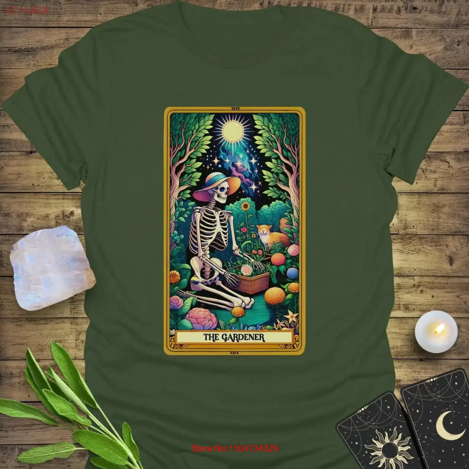 The Gardener Tarot T Shirt Funny Witchy Esoteric Mystical Boho Fashion Spiritual for Women vintage Washed Versatile homme