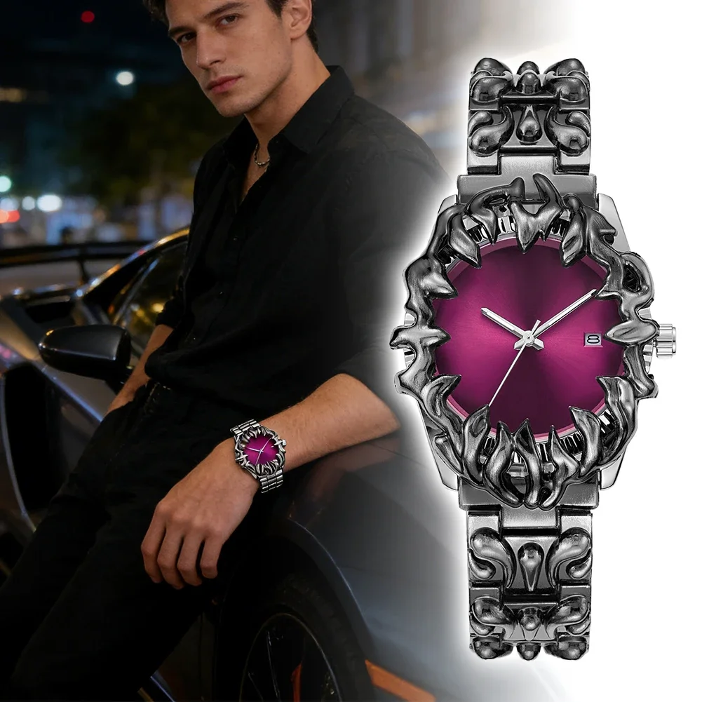 Retro Classic Claw Wristwatch Dark Gothic Style Special Shaped Calendar Quartz Watch Fashion Accessory Gift