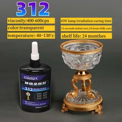312 UV Shadowless Adhesive Clear Plastic Super Glue Soft Bonding Acrylic Rubber Glass Metal Jewelry With Flash Light Fast Curing