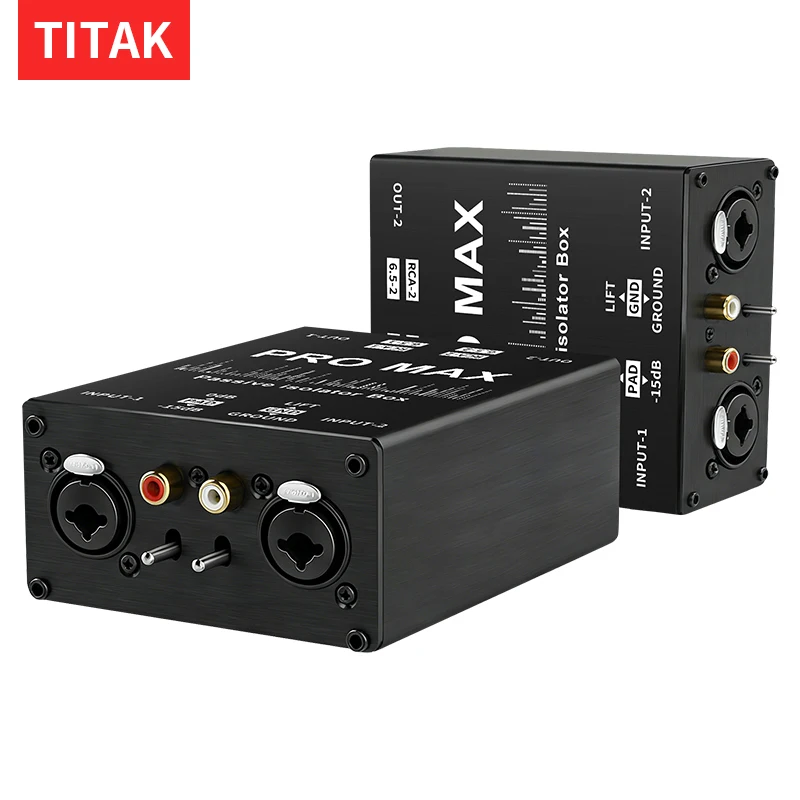 2Channels XLR/TS/TRS Passive Hum Eliminator Direct Box Audio Equipments Ground Loop Isolator Noise Filter for Different Audio