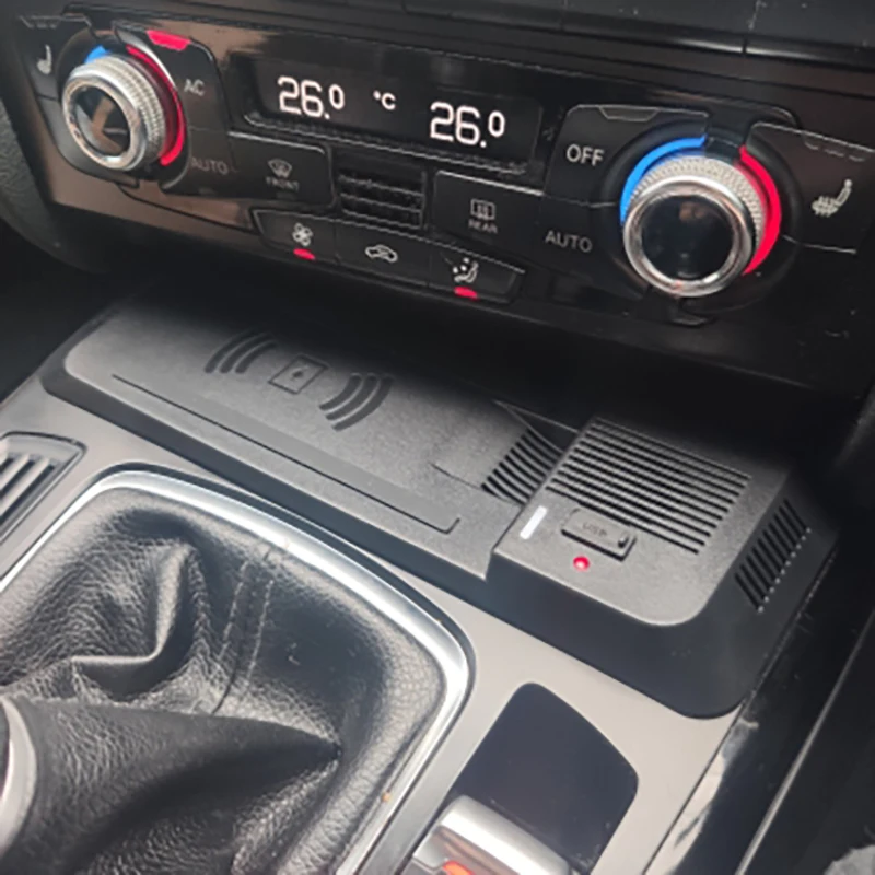 Bezprzewodowa ładowarka samochodowa 15W do konsoli środkowej, szybka ładowarka do telefonu, uchwyt do ładowania Audi A4 B8 B9 Allroad A5 S5 RS5 Q5 SQ5