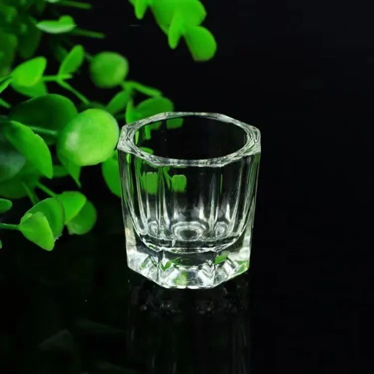 Nowy Nail Art Crystal Glass Acrylic Powder Liquid Nail Cup Dish Lid Bowl Cup Holder Equipment Crystal Glass Nail Art Tools