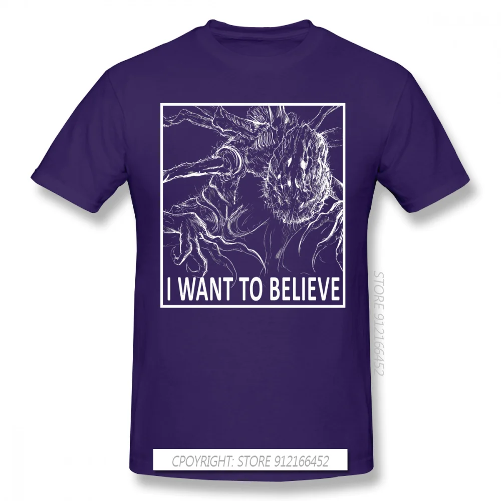 I Want To Believe TShirt Bloodborne Hunters Origin Gothic Yharnam Game Homme T-Shirts Tee Pure Cotton Oversize Short Sleeve