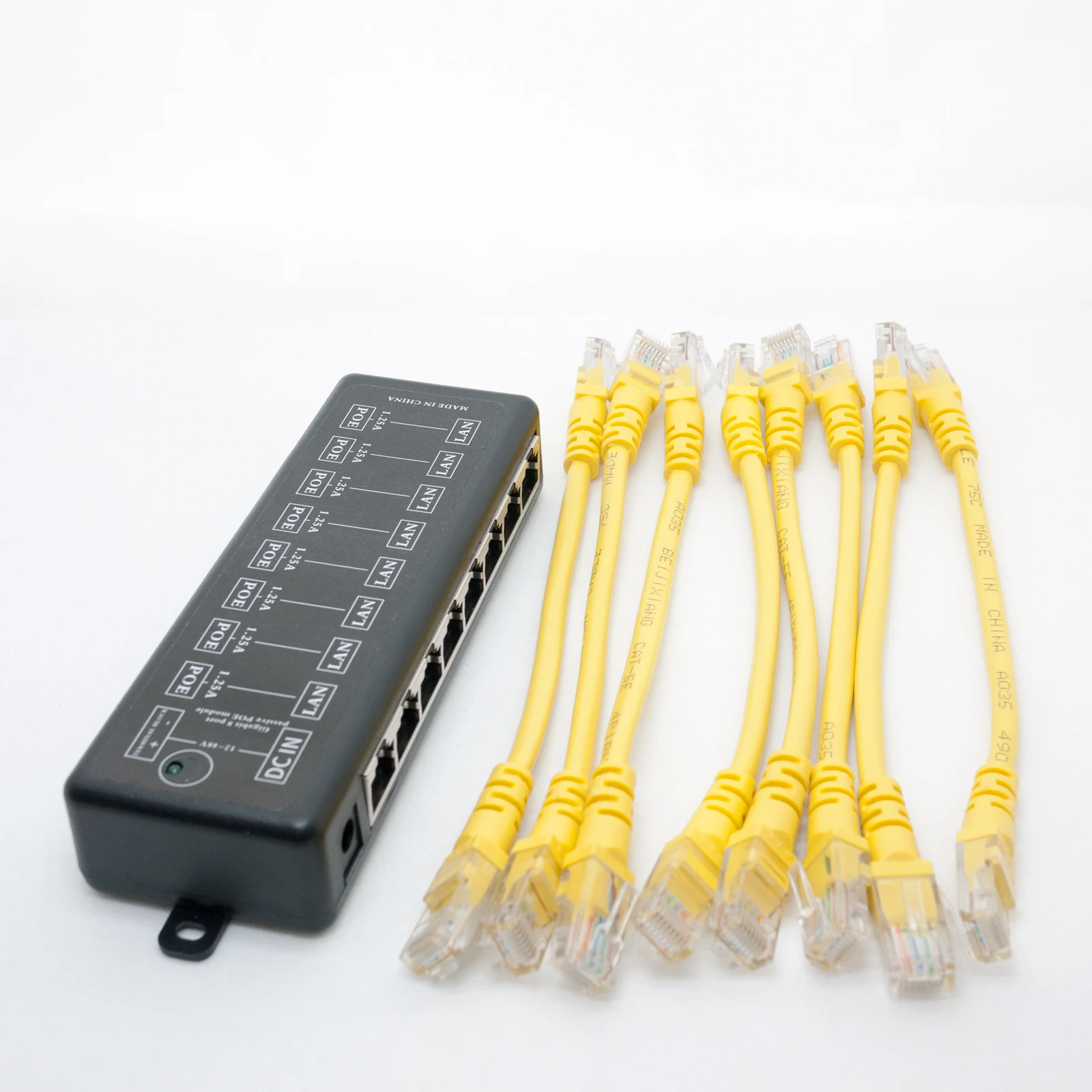 8พอร์ต Gigabit Passive PoE Midspan Ethernet Adapter 48V2A 96วัตต์ PSU