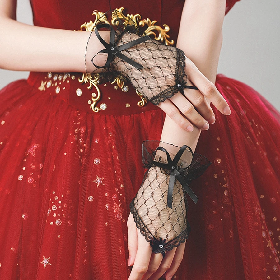 New Arrival Lace gloves Ivory Black Sexy Bride wedding accessories mariage Evening dress white gloves