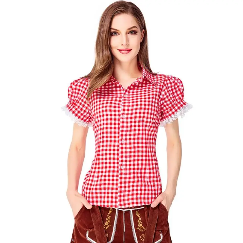 Damen Lederhosen- und Hemd-Outfit Oktoberfest Trachtenkostüm Parade Kneipen-Kellnerin-Outfit Cosplay Festliches Partykleid – Detail 15