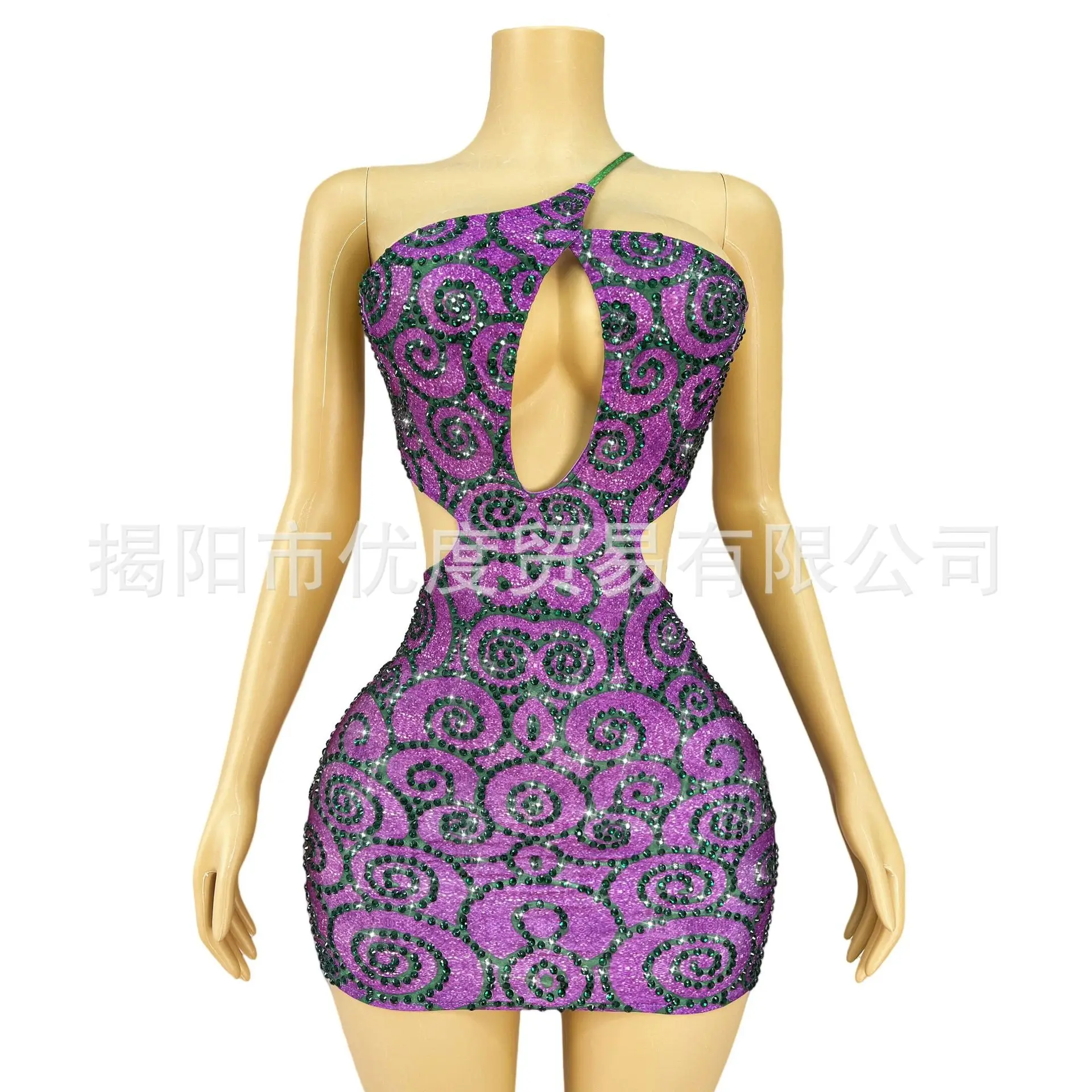 

Niche Design Sense Handmade Rhinestones Hollowed-out Backless Skirts Cocktail Parties Birthday Red Carpet Parties Performances