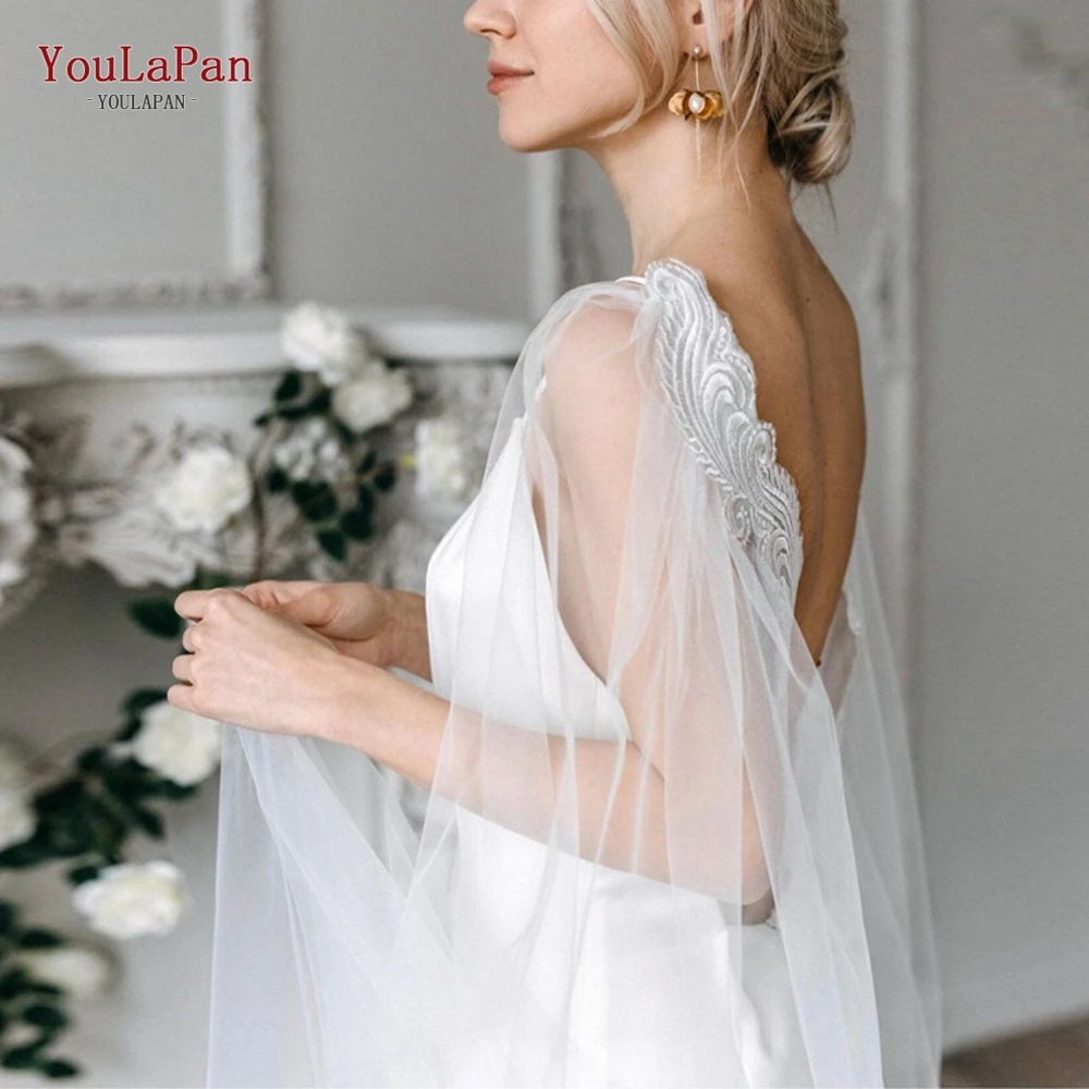 

Youlapan VG85 Long Wedding Shawl Cape Veil Bridal Wedding Cloak Cathedral Drop Veil with Lace Trim Ladies Party DIY Boleros