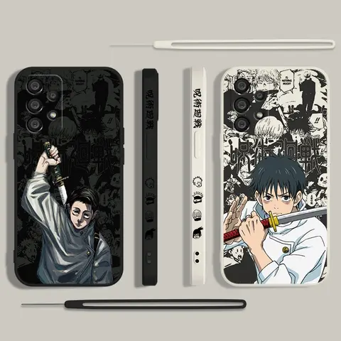 Jujutsu Kaisen Yuta Rika 휴대폰 케이스, 삼성 A55 A53 A33 A52 A32 A71 A51 A21S A35 A25 5G 액체 왼쪽 로프 펀다