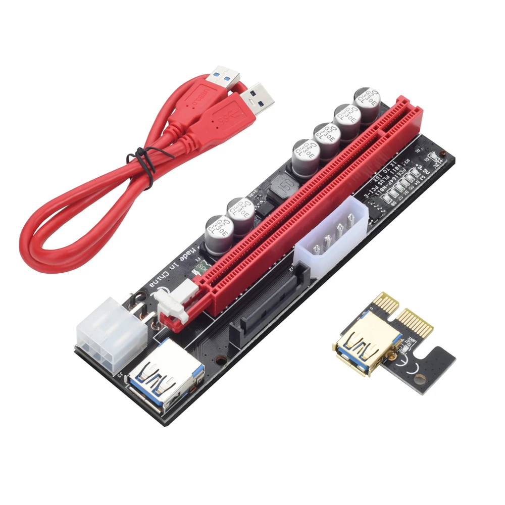 1-10PCS PCIE Riser 011 VER011 V011 Plus LED USB 3.0 Cable Cabo Riser PCI Express X16 Extender PCI-E X1 Riser Card for BTC Mining