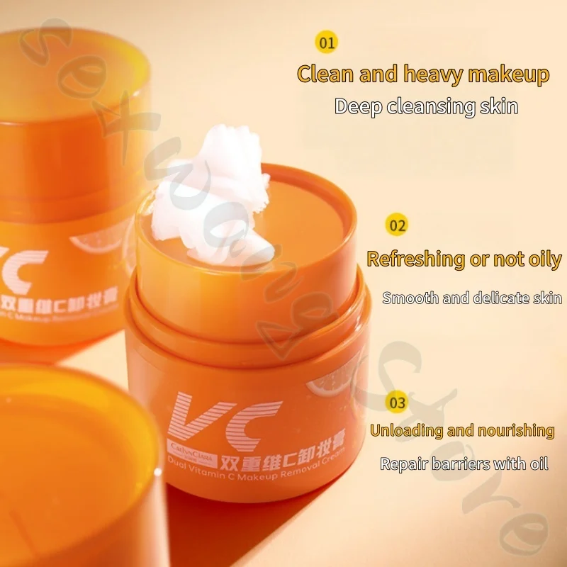 Desmaquillante doble vc refrescante, no graso y suave limpieza profunda maquillaje pesado ojos, rostro y labios maquillaje 40g