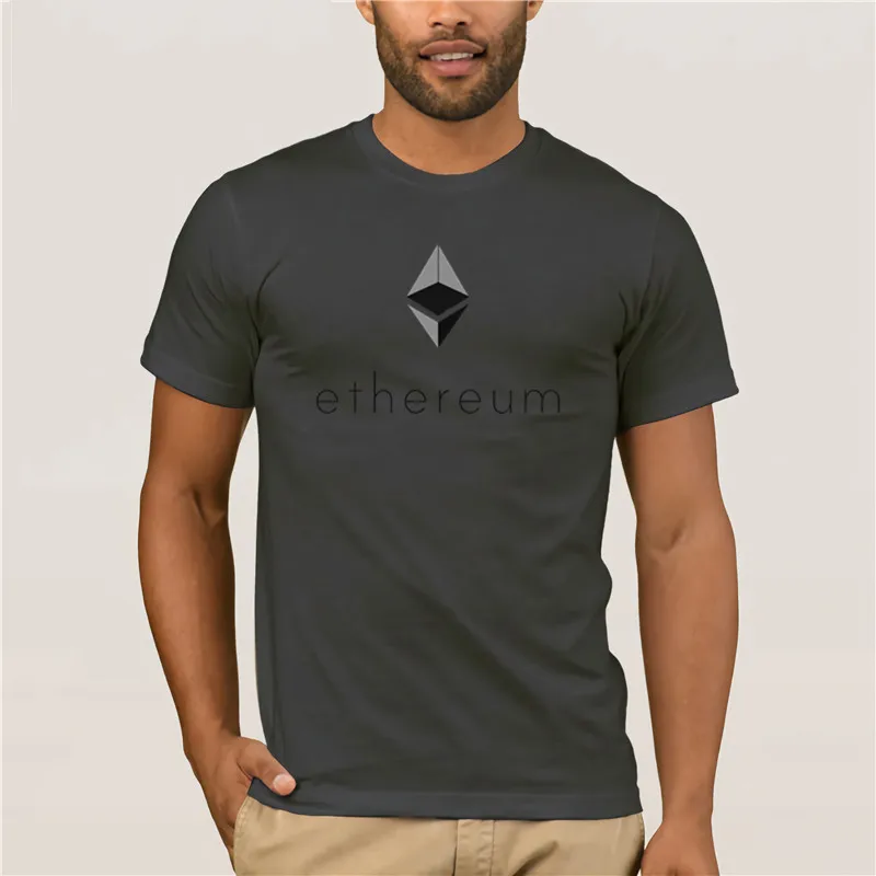 Men\'s casual fashion 100% Cotton T shirt round neck cool man\'s Ethereum Original ETH logo Summer Mens T Shirt