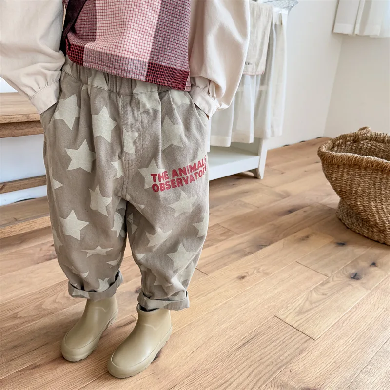 Spring New Children's Clothes Cotton Star Print Harem Pants Boys And Girls Casual Trousers