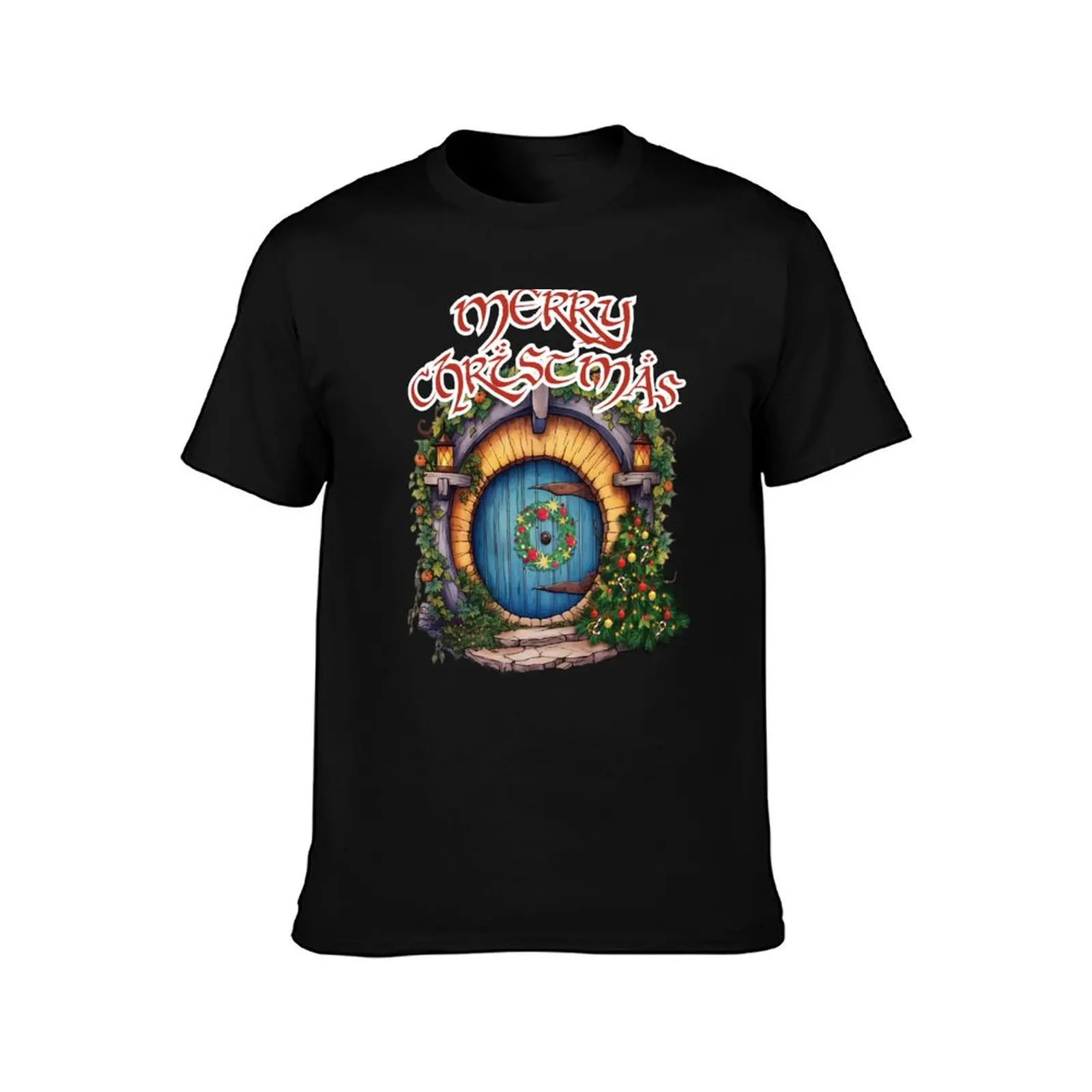 Whimsical Halfling Hole by Christmas - Fantasy T-Shirt t shirts cotton 100% T-Shirt