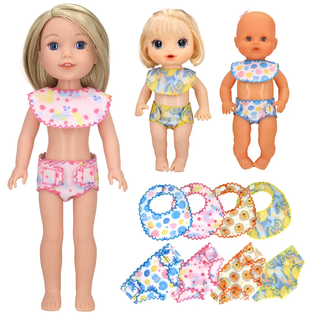2pcs Baby Doll Diapers Doll Underwear for 14-18 Inch Baby Dolls and Other Similar Dolls 43cm Baby Born Doll Underwear Doll Bibs